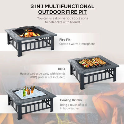 Chauffage extérieur carré cheminée à bois pour jardin et cuisine