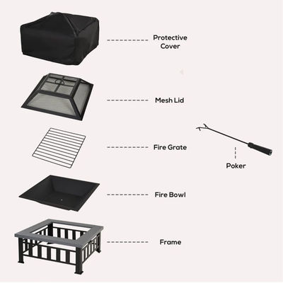 Chauffage extérieur carré cheminée à bois pour jardin et cuisine