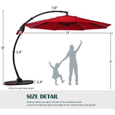 Parapluie de jardin de patio extérieur en aluminium en porte-à-faux en forme de S