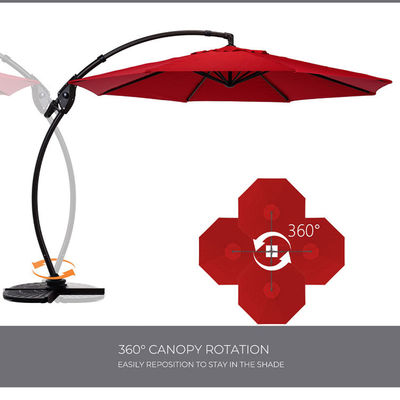 Parapluie de jardin de patio extérieur en aluminium en porte-à-faux en forme de S