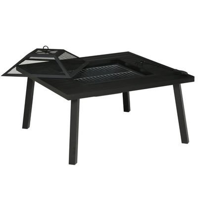 Détendez-vous dans le style carré en céramique bois brûlant la table du foyer pour le jardin du jardin du patio