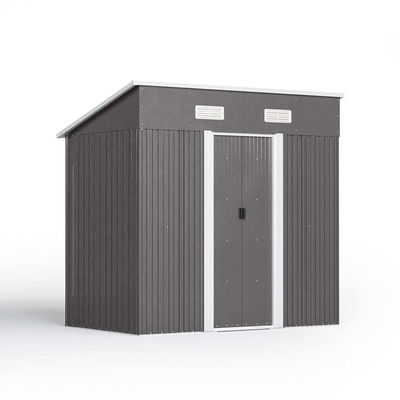 Résistance à la pourriture AJUNION 4x6ft Shed de jardin porte coulissante double stockage métallique Shed pour les outils vélo