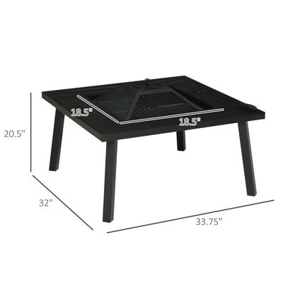 Détendez-vous dans le style carré en céramique bois brûlant la table du foyer pour le jardin du jardin du patio