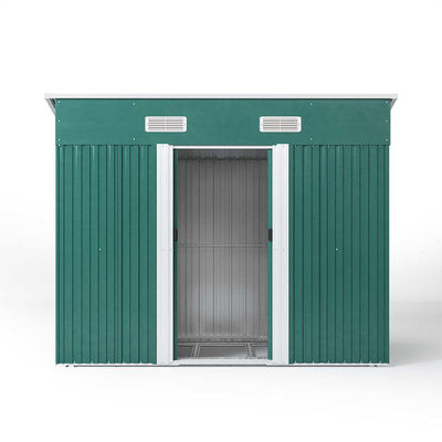 Résistance à la pourriture AJUNION 4x6ft Shed de jardin porte coulissante double stockage métallique Shed pour les outils vélo