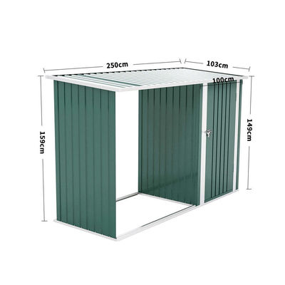 AJUNION Entrepôt de bois de chauffage extérieur avec acier verrouillable Protégez vos outils de jardinage