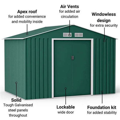 Convient et pratique AJUNION 6x8ft bâtiment de jardin Shed pour le stockage de Countyard
