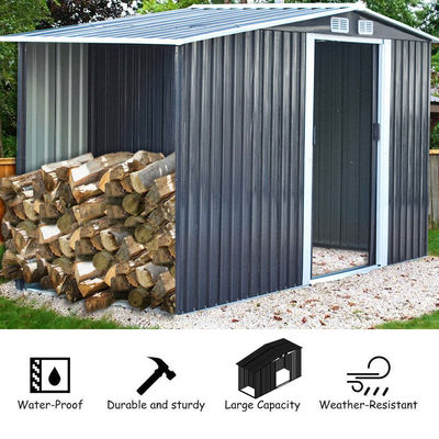 Facilité d'assemblage AJUNION Chateau de jardin en métal pour le stockage extérieur et les solutions de bois de chauffage