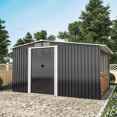 Facilité d'assemblage AJUNION Chateau de jardin en métal pour le stockage extérieur et les solutions de bois de chauffage