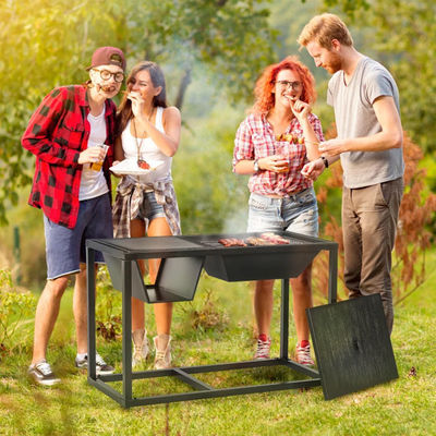 Jardin en plein air 4 en 1 Feu à bois en métal Poêle à glace Refroidisseur à seau de glace Grill au charbon