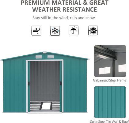 2.06D x 2.58W x 1.78H Mètre Porte coulissante double bâtiment de jardin en métal
