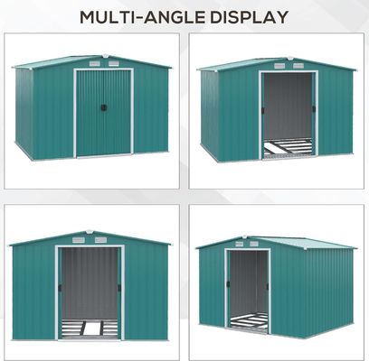 2.06D x 2.58W x 1.78H Mètre Porte coulissante double bâtiment de jardin en métal