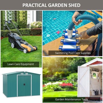 2.06D x 2.58W x 1.78H Mètre Porte coulissante double bâtiment de jardin en métal