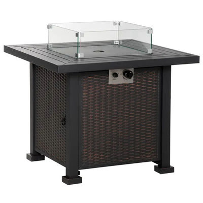 Table de camping de jardin extérieur avec allumage automatique et pare-brise en verre