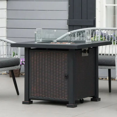 Table de camping de jardin extérieur avec allumage automatique et pare-brise en verre