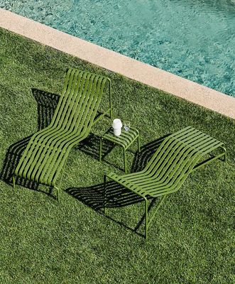 Chaise métallique pour l'extérieur et ensemble de tables latérales pour la détente L164,5 x W65,5 x H70cm