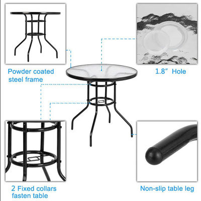 Meubles de loisirs de jardin en métal verre trempé carré ronde table à café