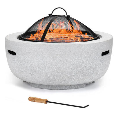 Blanc 3 en 1 rond Poêle à bois Charbon de bois Grill Table de barbecue Poêle à feu en pierre artificielle avec logo personnalisé