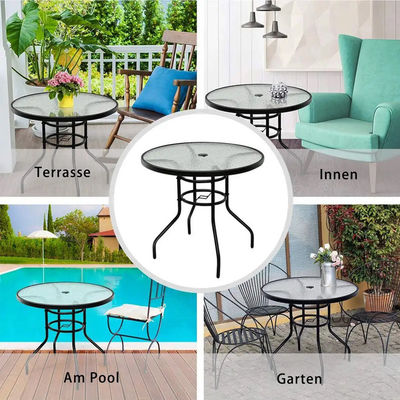Meubles de loisirs de jardin en métal verre trempé carré ronde table à café