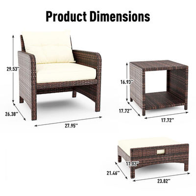 27.95 x 26.38 x 29.53 pouces. AJUNION Chaises de patio extérieures en rotin à 5 pièces avec Ottomans