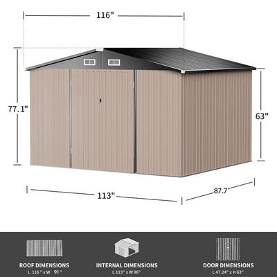 113 * 8,7 * 63 pouces moderne de jardin de jardin outil Shed maison pour le stockage de jardin étanche