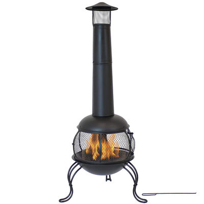 Patio extérieur jardin jardin camping acier feu à bois avec casquette de pluie poker noir