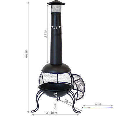 Patio extérieur jardin jardin camping acier feu à bois avec casquette de pluie poker noir