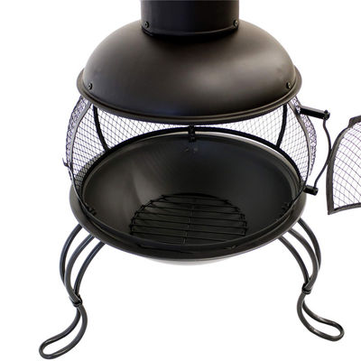 Patio extérieur jardin jardin camping acier feu à bois avec casquette de pluie poker noir