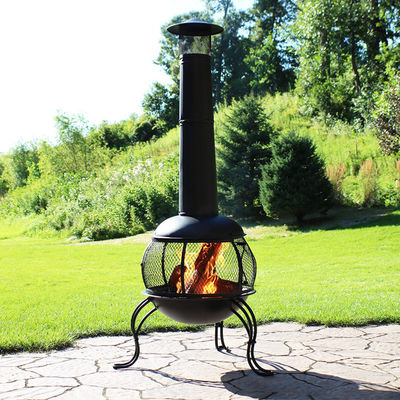 Patio extérieur jardin jardin camping acier feu à bois avec casquette de pluie poker noir
