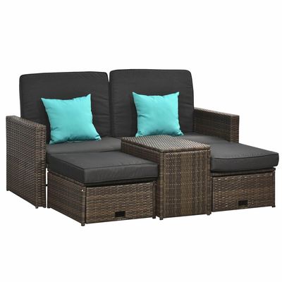 AJUNION 5 pièces de mobilier extérieur en rotin PE avec chaise d'angle