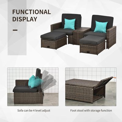 AJUNION 5 pièces de mobilier extérieur en rotin PE avec chaise d'angle