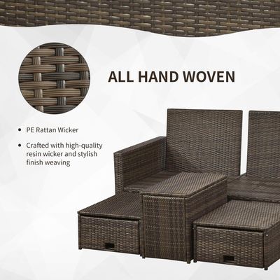 AJUNION 5 pièces de mobilier extérieur en rotin PE avec chaise d'angle