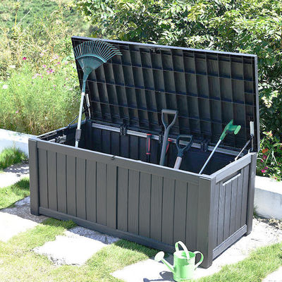 Container de stockage d'outils en résine plastique imperméable à l'eau pour l'extérieur