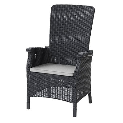 Chaise de jardin pour meubles d'extérieur en plastique à dos haut Café Dining Arm Chair in Patio