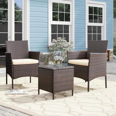 Détente en plein air AJUNION PE Rattan Patio Meubles pour le jardin de la piscine