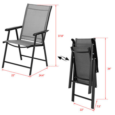 Café extérieur jardin balcon patio plage fauteuil pliant en fer métallique avec emballage du courrier