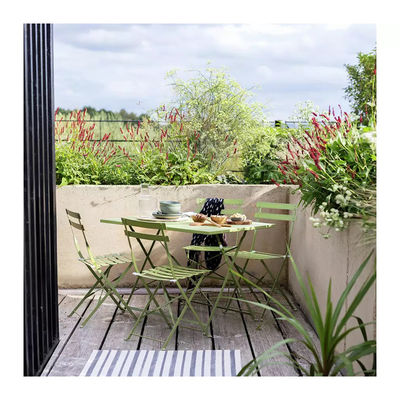AJUNION 4 sièges ensemble de patio en métal pliable ensemble de jardin en acier ensemble de table et de chaise pliable ensemble de bistro extérieur