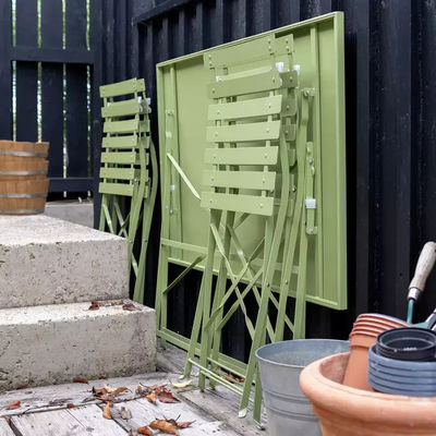 AJUNION 4 sièges ensemble de patio en métal pliable ensemble de jardin en acier ensemble de table et de chaise pliable ensemble de bistro extérieur