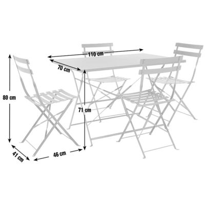 AJUNION 4 sièges ensemble de patio en métal pliable ensemble de jardin en acier ensemble de table et de chaise pliable ensemble de bistro extérieur