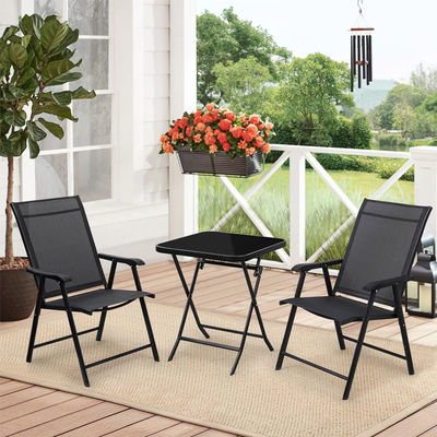 Café extérieur jardin balcon patio plage fauteuil pliant en fer métallique avec emballage du courrier