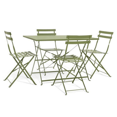 AJUNION 4 sièges ensemble de patio en métal pliable ensemble de jardin en acier ensemble de table et de chaise pliable ensemble de bistro extérieur