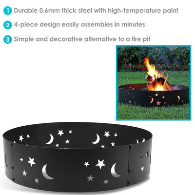 Patio extérieur Feu de camping noir 360 degrés rond Poids lourd portable Feu de bois avec poker