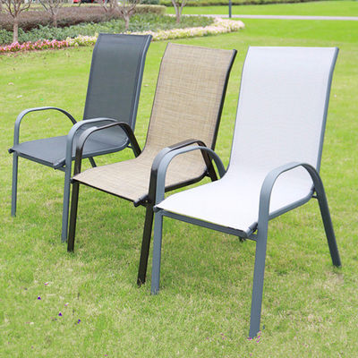 Meubles d'extérieur de loisirs fauteuil métallique Teslin Mesh pour jardin balcon patio café
