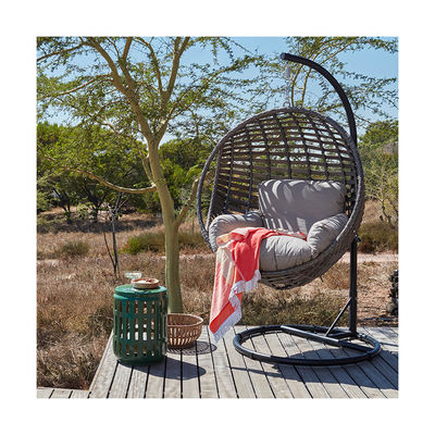 Chaise suspendue métallique pour toutes les conditions météorologiques avec coussin en polyester et siège simple pour jardin