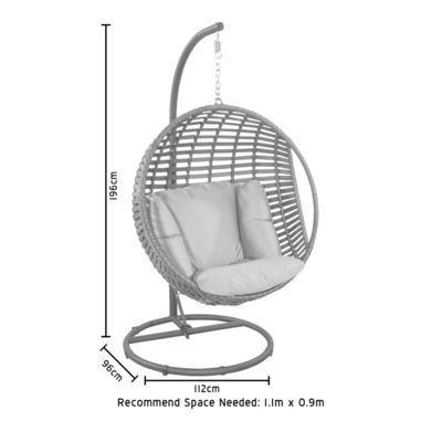 Chaise suspendue métallique pour toutes les conditions météorologiques avec coussin en polyester et siège simple pour jardin