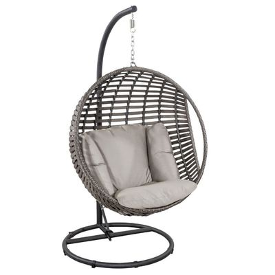Chaise suspendue métallique pour toutes les conditions météorologiques avec coussin en polyester et siège simple pour jardin