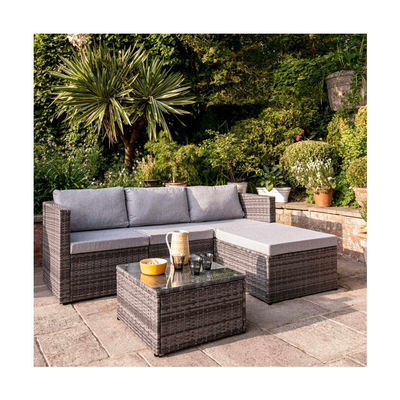 Leisure Outdoor AJUNION 4 sièges Wicker Rattan Meubles de jardin Sofa coin Salon ensemble