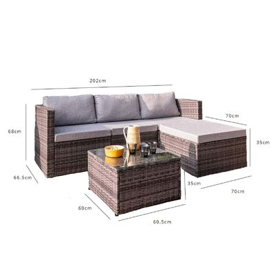 Leisure Outdoor AJUNION 4 sièges Wicker Rattan Meubles de jardin Sofa coin Salon ensemble