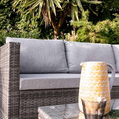 Leisure Outdoor AJUNION 4 sièges Wicker Rattan Meubles de jardin Sofa coin Salon ensemble