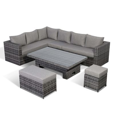 Design moderne Tout temps Sofa d'angle avec table réglable L.265 X W.204 X H.66cm