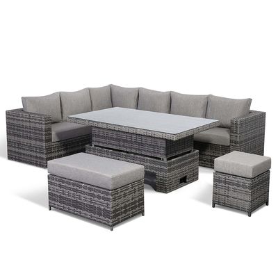 Design moderne Tout temps Sofa d'angle avec table réglable L.265 X W.204 X H.66cm
